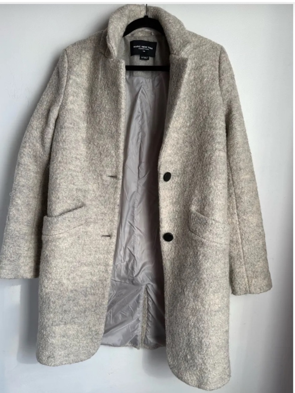 Andrew Marc Jacket New York Women’s Light Gray Single-Breasted Wool Blend - Picture 2 of 9